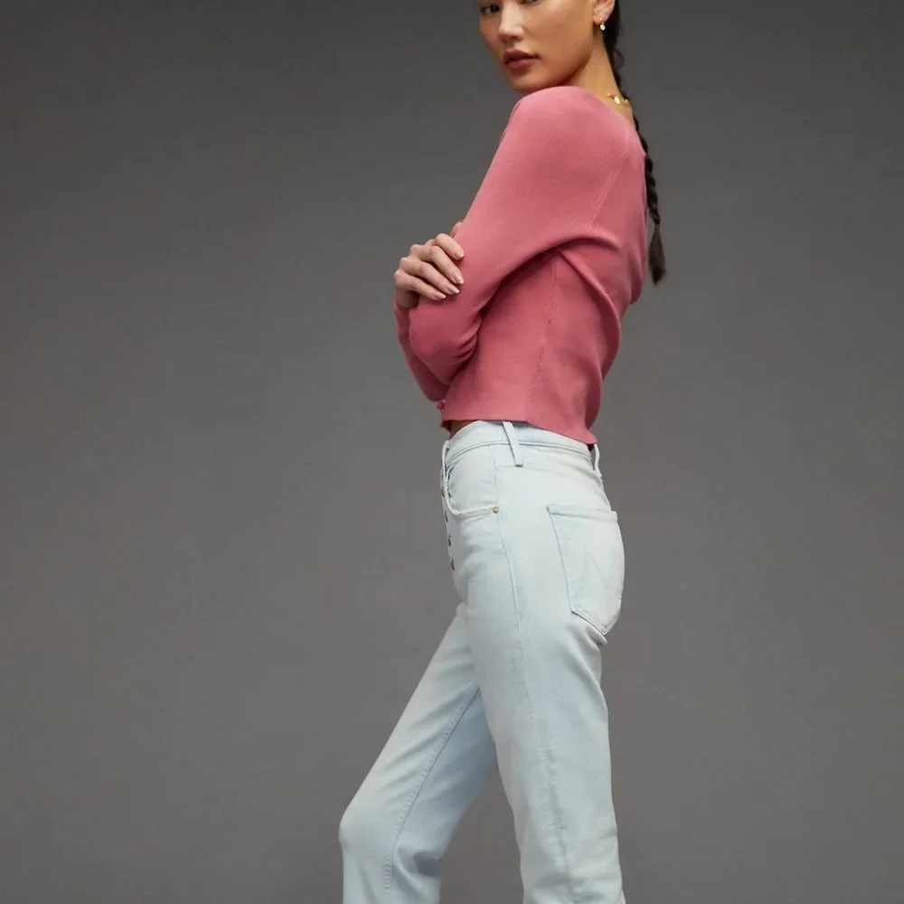 MOTHER The Pixie Tomcat High-Rise Jeans Pina Colada Paradise- Sz 30 - EUC - Picture 2 of 11